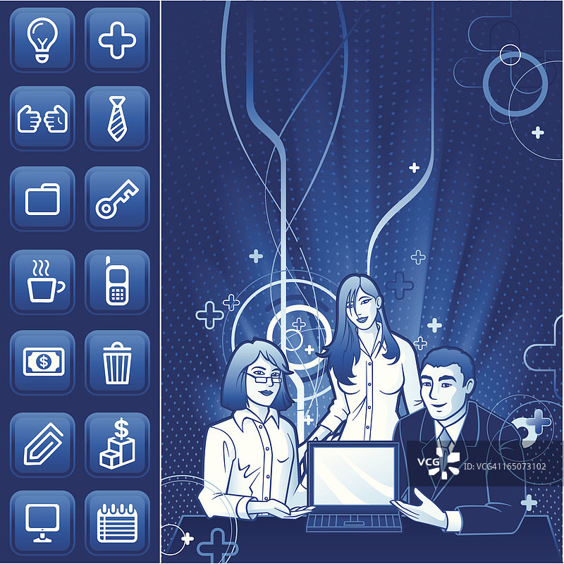 展示图标的职场员工图片素材