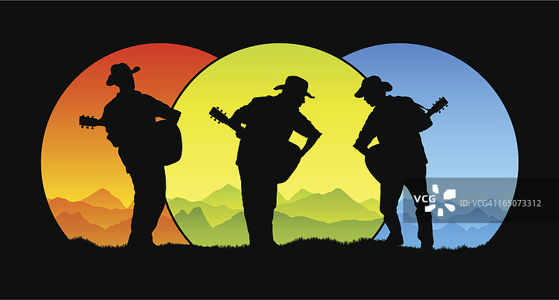 乡村三人组合图片素材