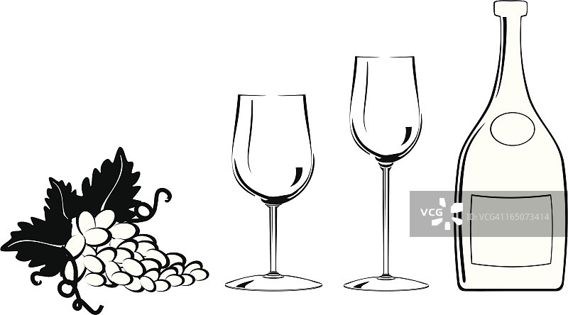 葡萄酒瓶和葡萄图片素材