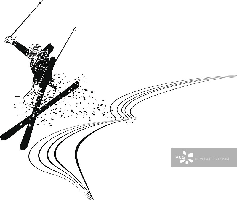 自由式滑雪者特技剪影图片素材