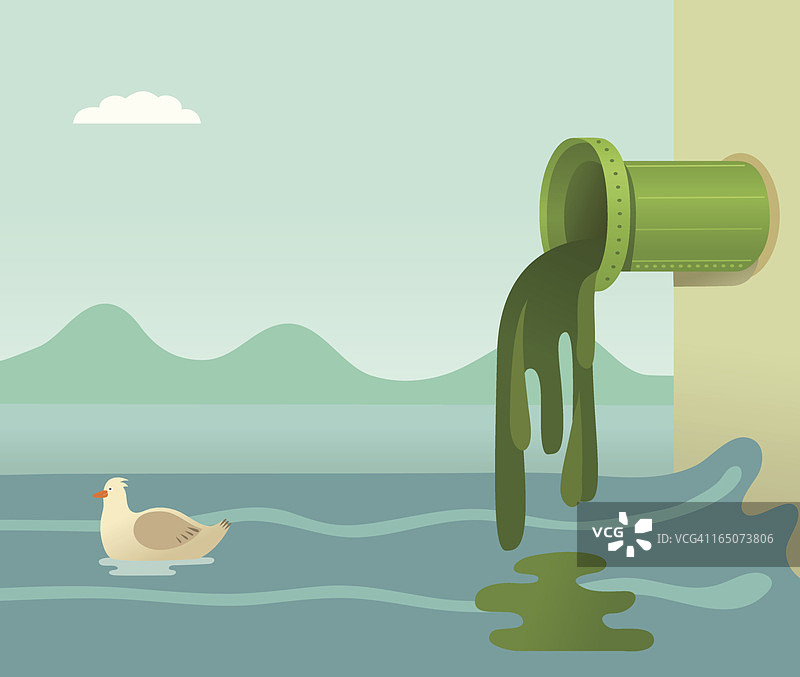 有毒废物流入海洋的卡通图片素材