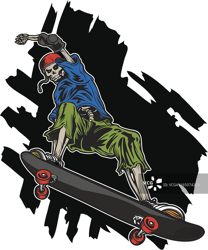 玩滑板的骷髅图片素材