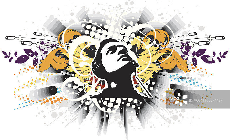 戴着耳机听歌图片素材