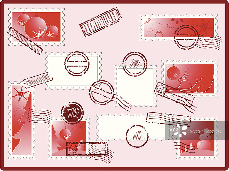 圣诞矢量邮票图片素材