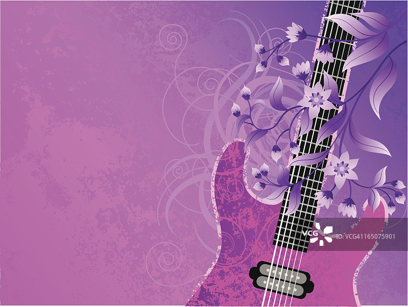 带有花卉图案的吉他图片素材