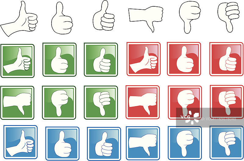 拇指向上和向下图标图片素材