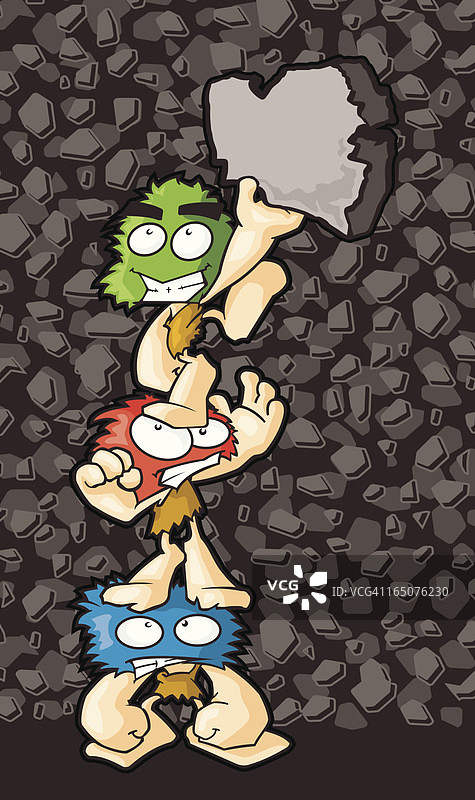 穴居人与石头标志图片素材