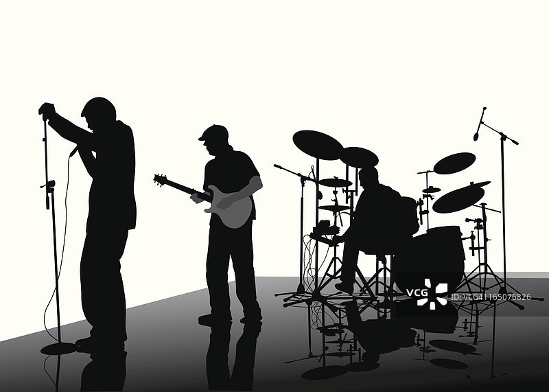 三人乐队矢量剪影图片素材