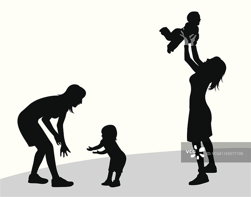 和妈妈在一起的剪影图片素材