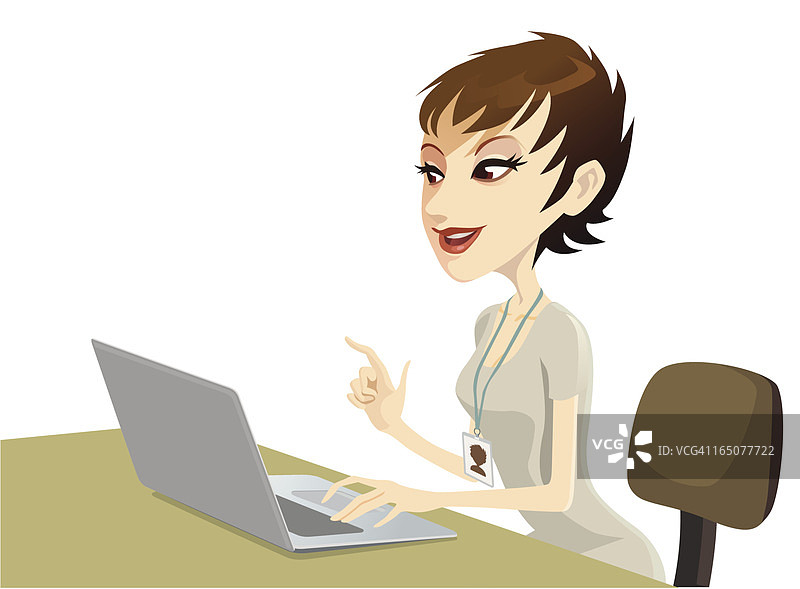 使用电脑的女白领图片素材