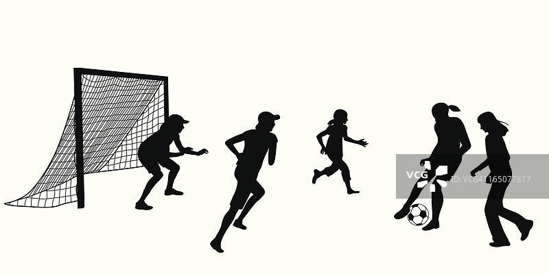 女孩足球矢量剪影图片素材