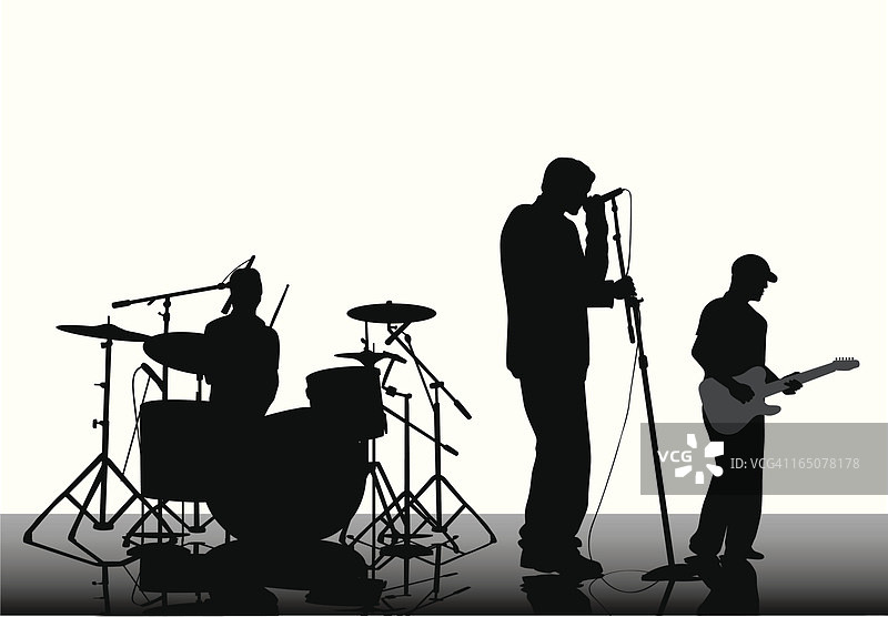 三人乐队矢量剪影图片素材