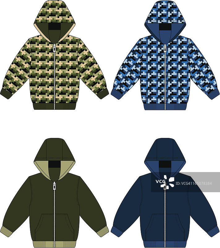 带帽上衣迷彩和素色图片素材