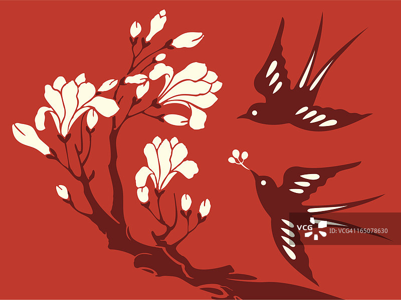 花朵与燕子的喜悦图片素材