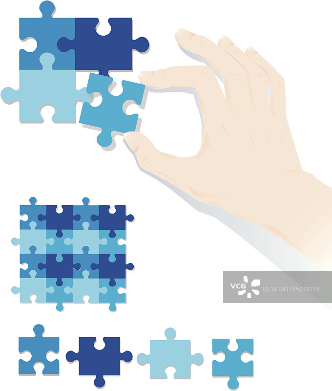手持拼图碎片图片素材