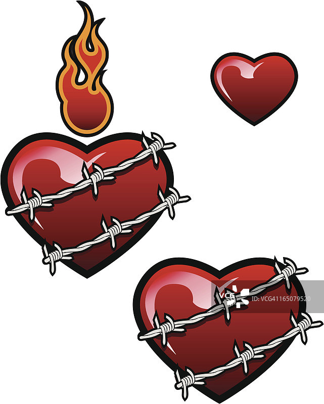 带刺铁丝网心形图片素材