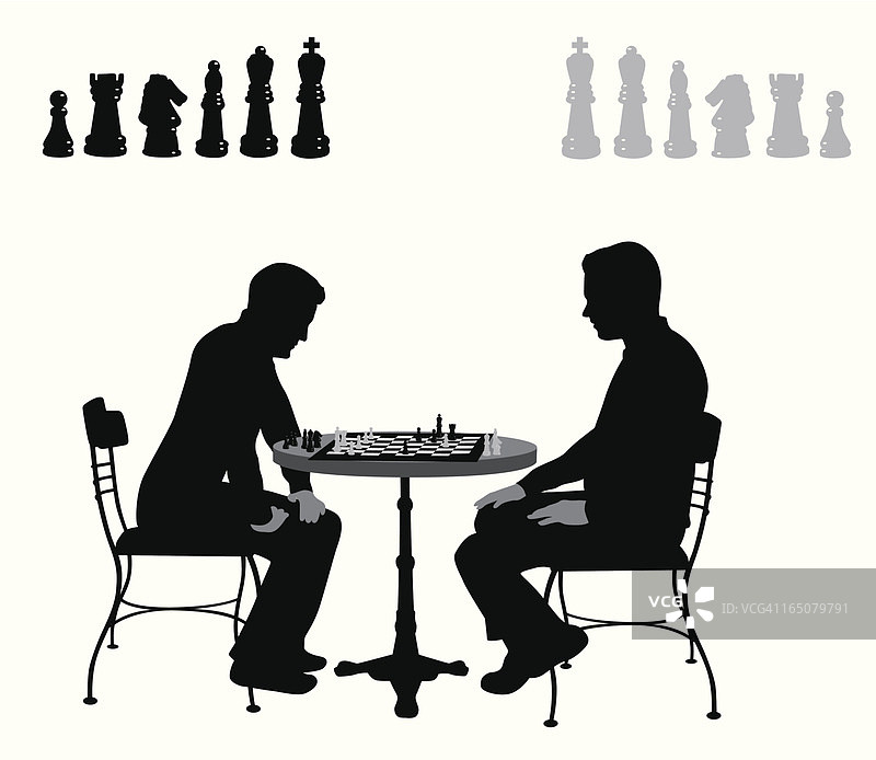 国际象棋棋手矢量剪影图片素材