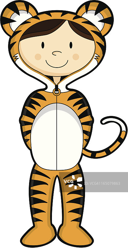 可爱儿童穿老虎服装图片素材