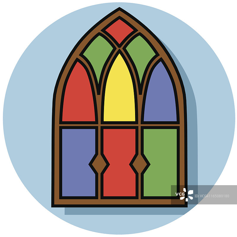 拱形彩色玻璃窗插图图片素材