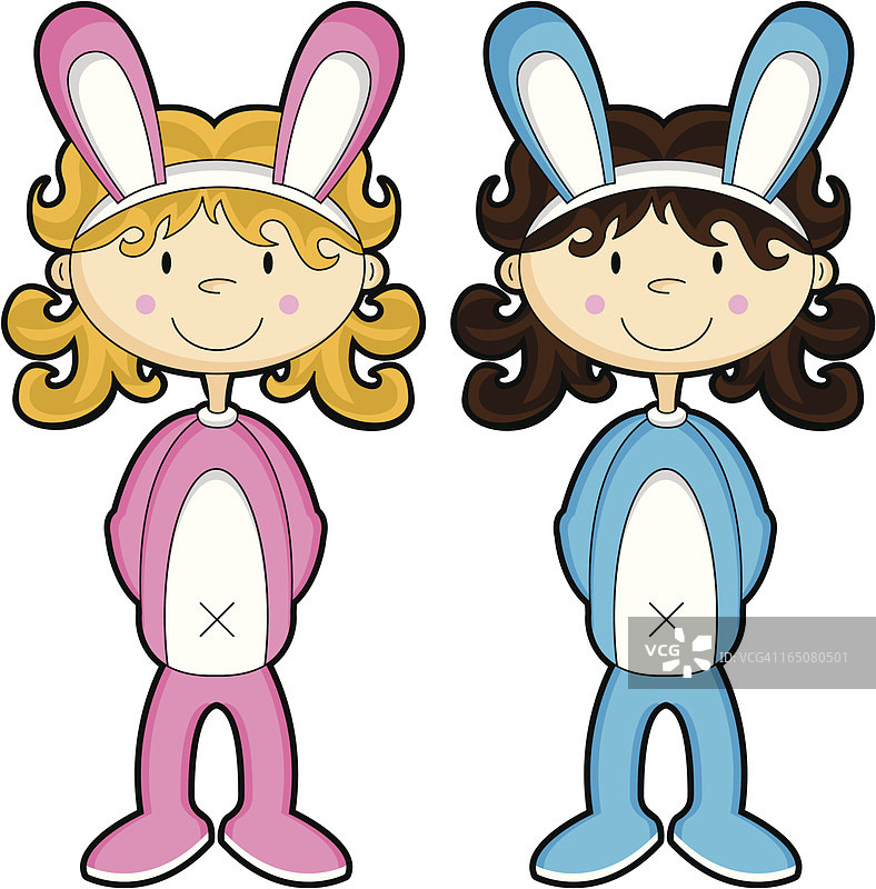 穿着兔子服装的可爱女孩图片素材