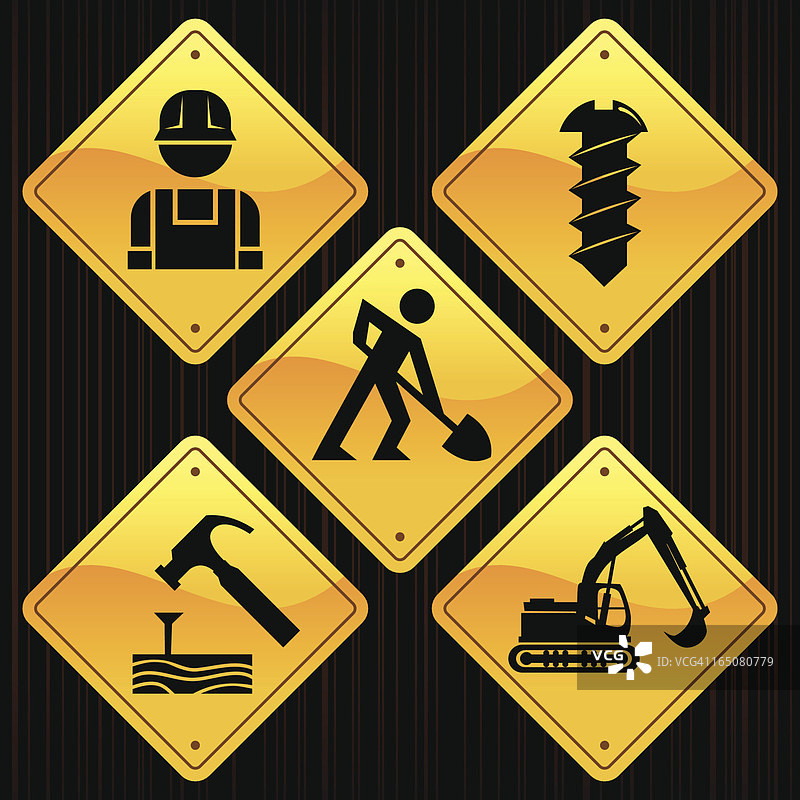 黄色施工标志图片素材