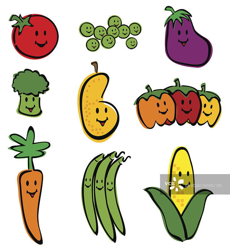 快乐的蔬菜卡通形象图片素材