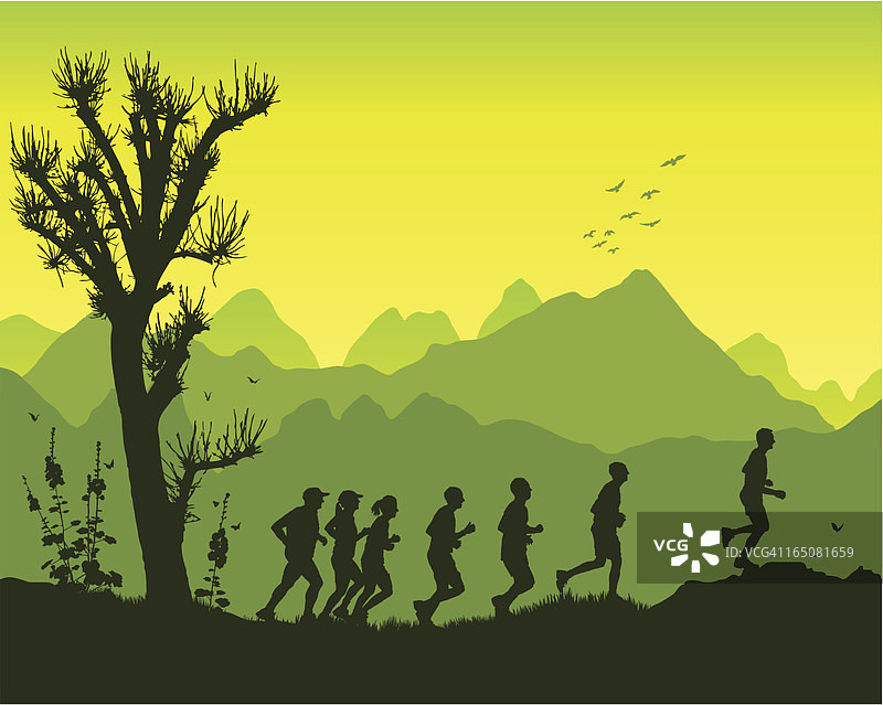 在山中慢跑图片素材