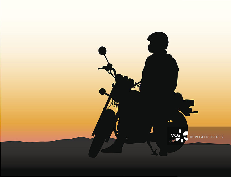 骑行日落矢量剪影图片素材