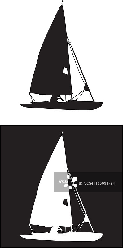 黑白帆船轮廓图片素材