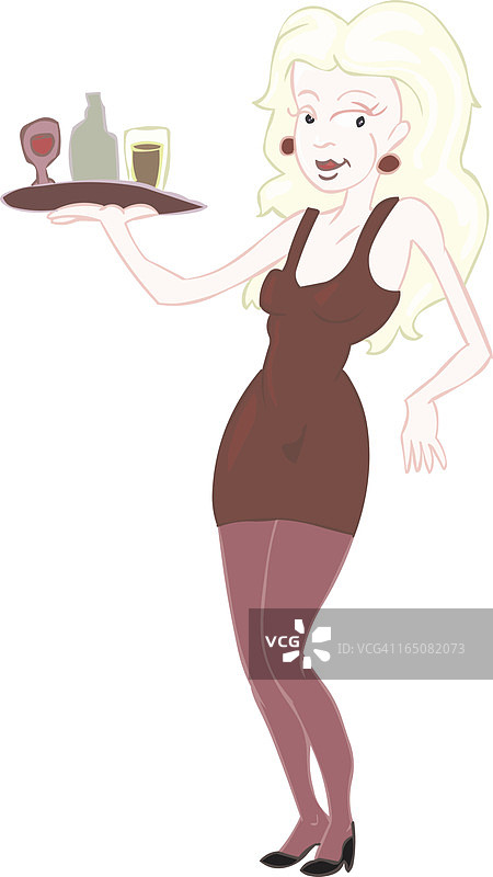 鸡尾酒女服务员图片素材