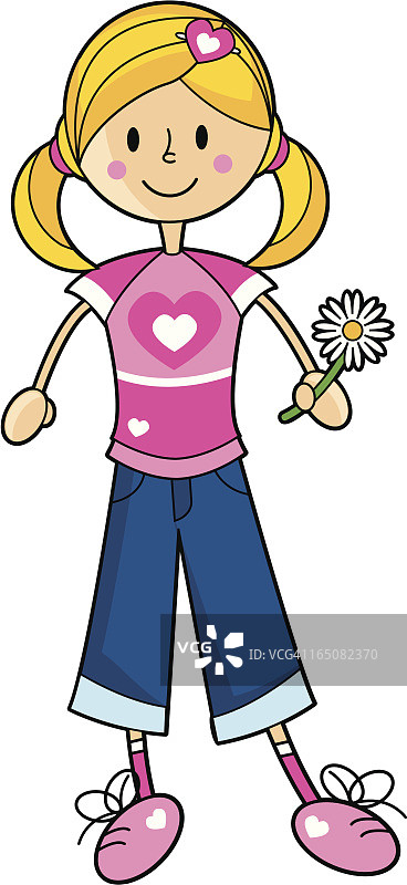 带着花朵的可爱时髦女孩图片素材