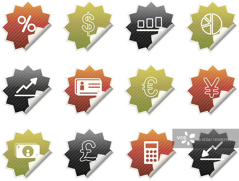 剥落的金融贴纸/图标图片素材