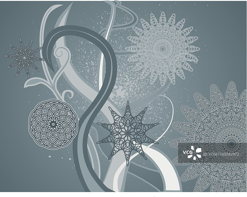 Grunge做旧卷曲花朵图片素材