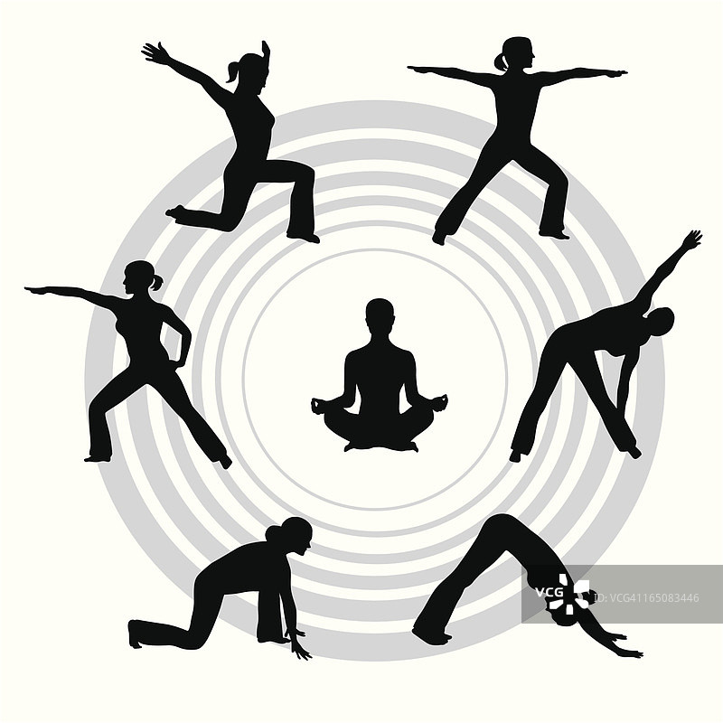 瑜伽圈矢量剪影图片素材