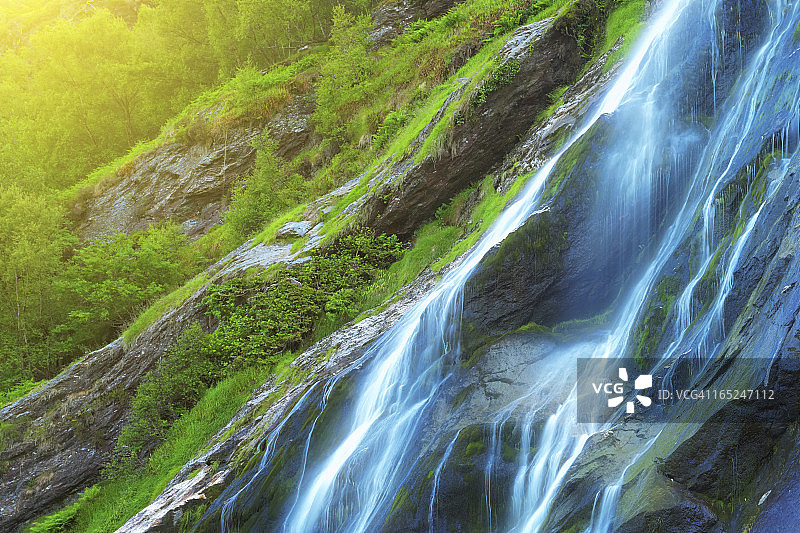 蓝色瀑布图片素材