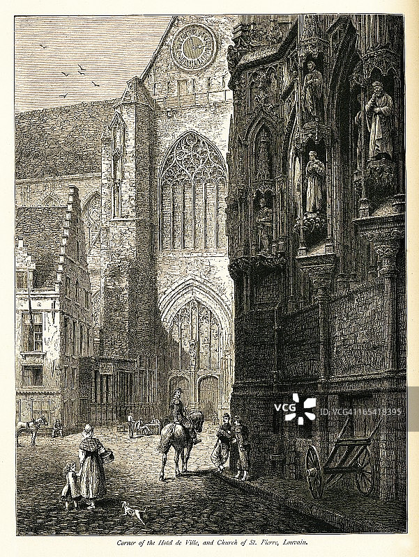 鲁汶市政厅和圣彼得教堂，比利时图片素材