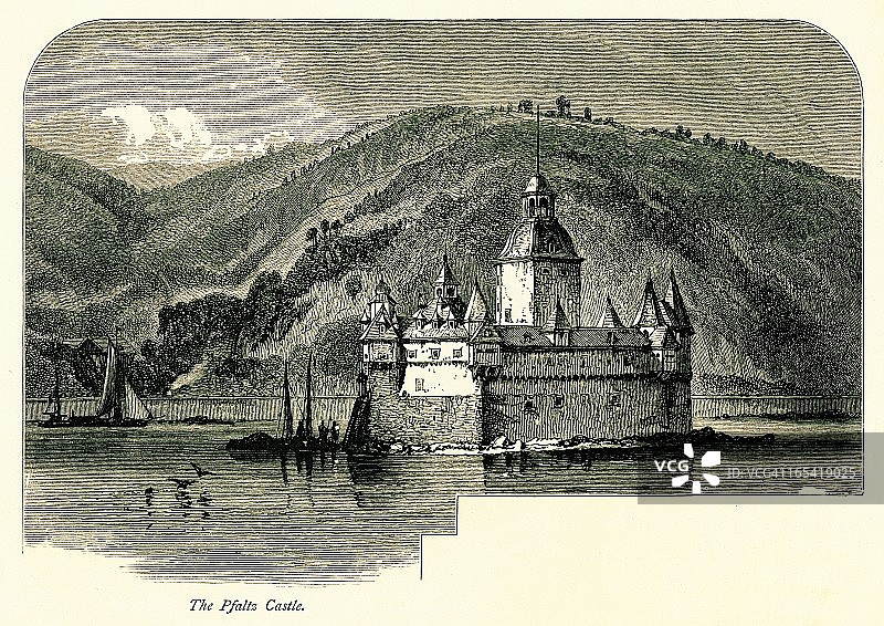 普法尔茨格拉芬施泰因城堡复古插画图片素材