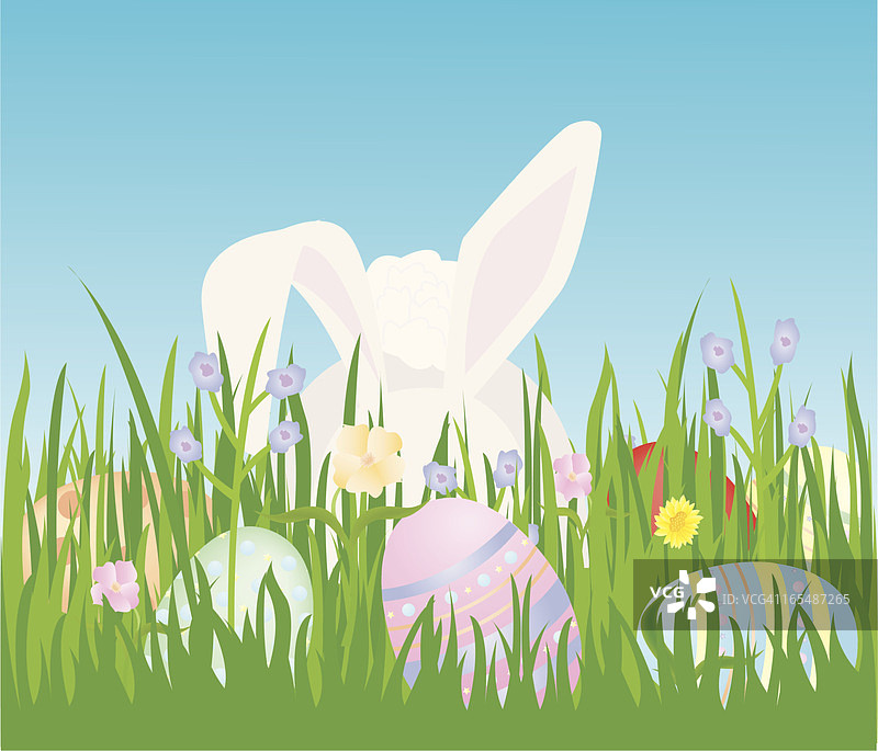 草地上的复活节兔子图片素材