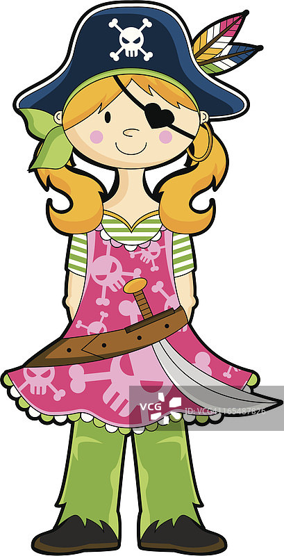 可爱的金发海盗女孩图片素材