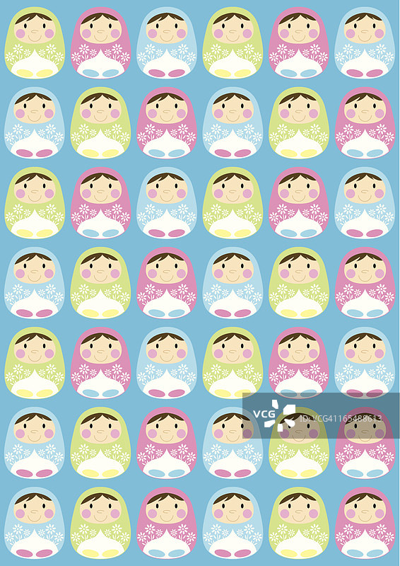 可爱的俄罗斯娃娃重复图案图片素材