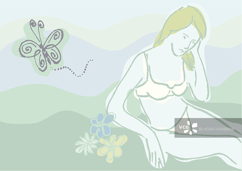 与蝴蝶嬉戏的女人图片素材