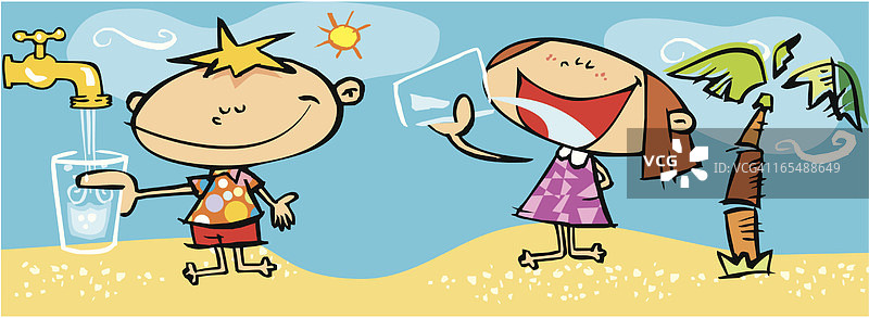 海滩上的孩子们图片素材