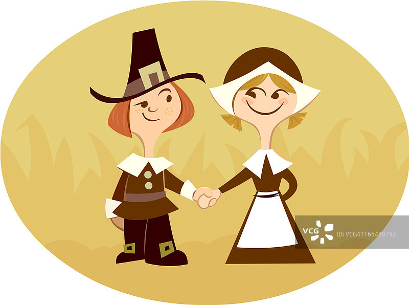 手牵手的朝圣者图片素材