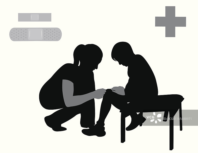 擦伤的膝盖矢量轮廓图片素材