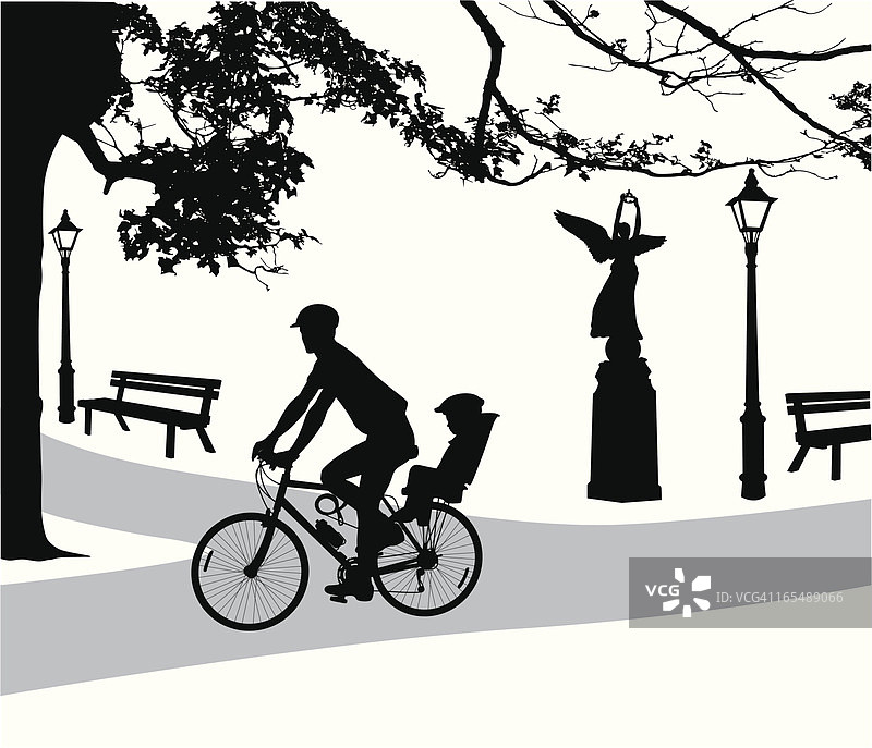 公园骑行矢量剪影图片素材