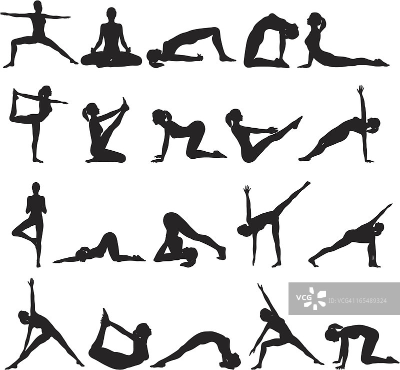 瑜伽剪影合集图片素材