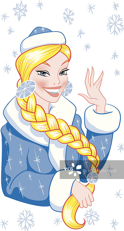 雪中挥手的女孩图片素材