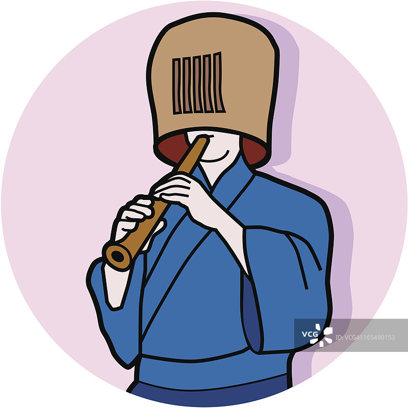 虚无僧吹奏尺八图片素材