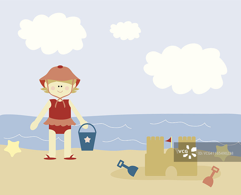 在海滩的女孩图片素材