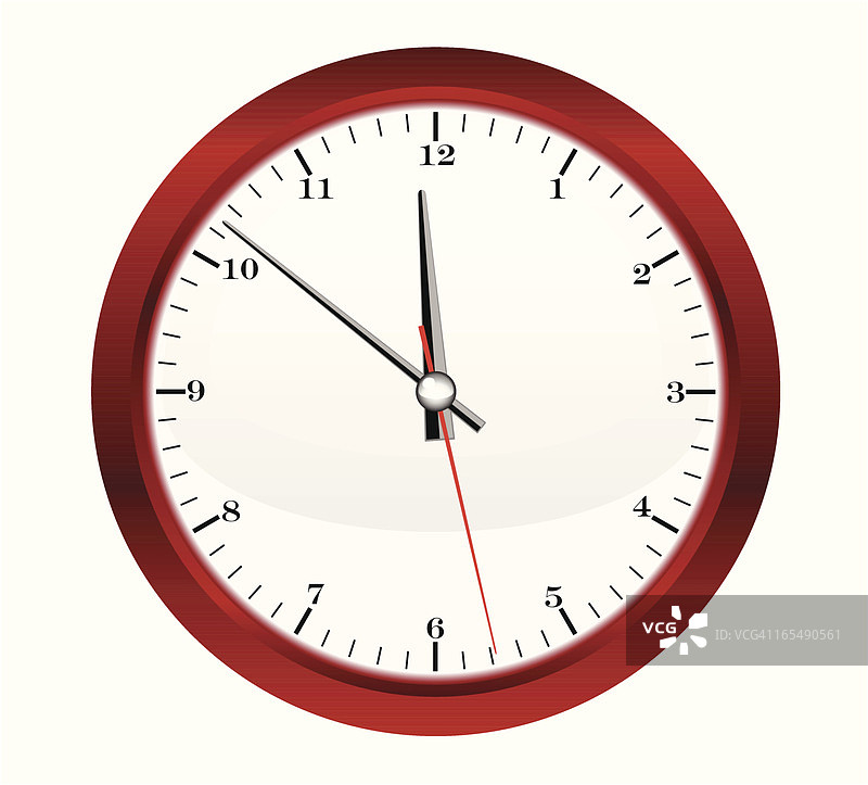 圆形红色时钟 - 矢量图图片素材